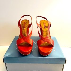 Nine West Naomeer Red Leather/Suede Wedge 9M